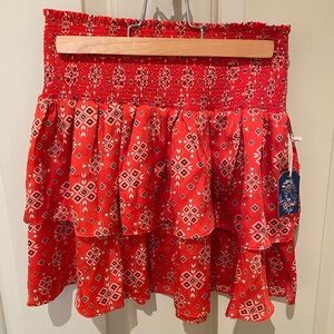 NWT Forever 21 Red Patterned Skirt Size M